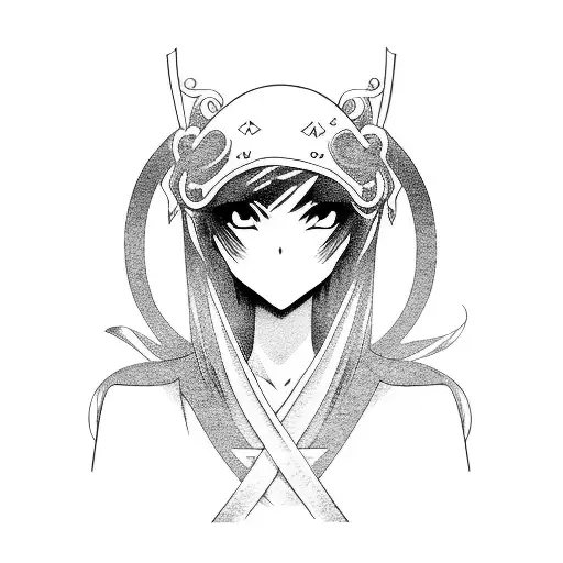 Anime Woman Ninja tattoo design idea