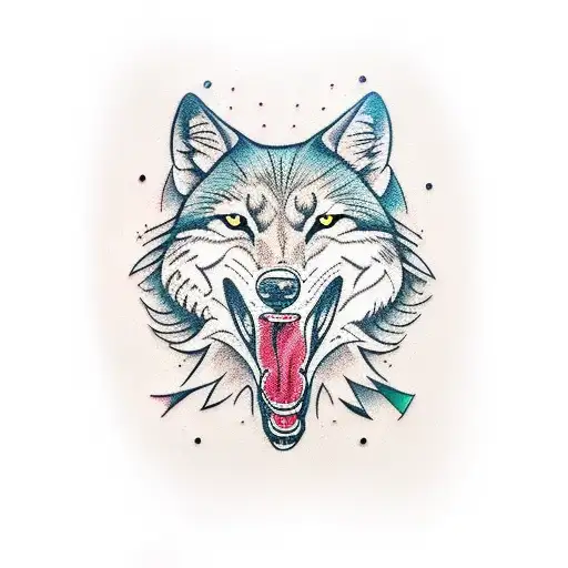 wolfpaw with trail tattoo design idea
