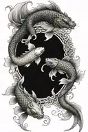 yin yang koi fish and dragon wrapping tattoo design idea
