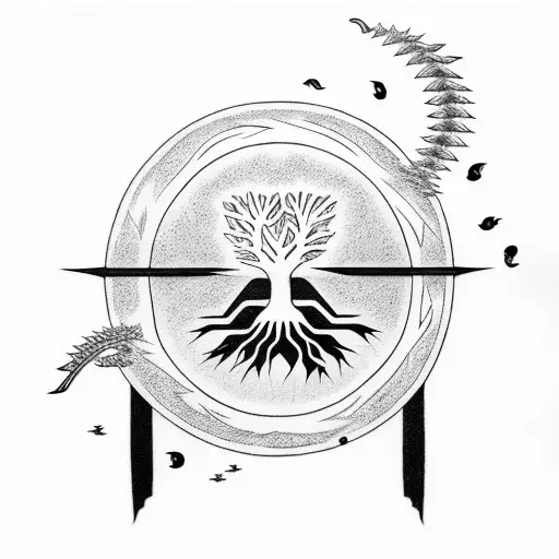 Sitting Uchiha Itachi watching, tree of life, Horus  tattoo design idea