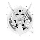 Uchiha Itachi, moon,  Horus and Maya God  tattoo design idea