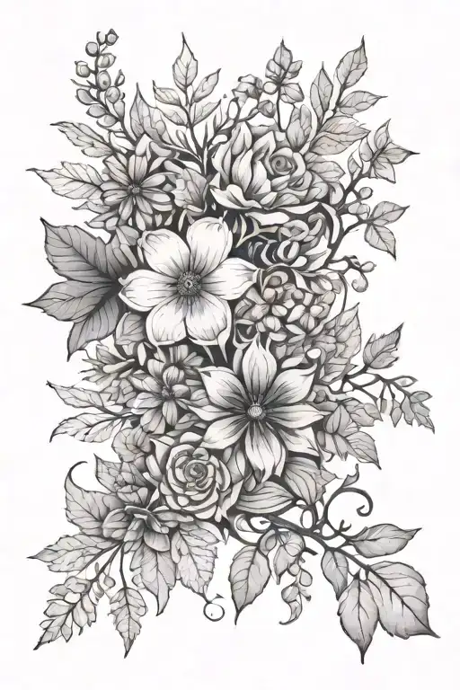 woodland botanicals surrounding tattoo design idea