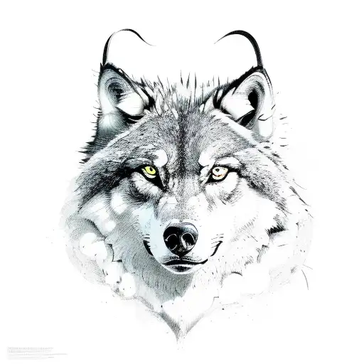 magestic, masculine, lone wolf tattoo design idea