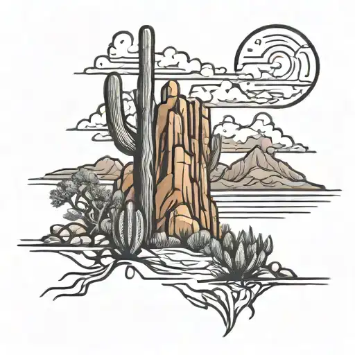 Arizona desert landscape tattoo design idea