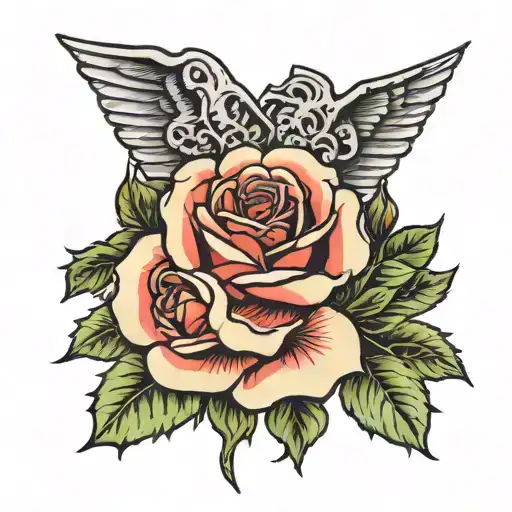 Lancashire rose intertwined with an English style knight tattoo design idea