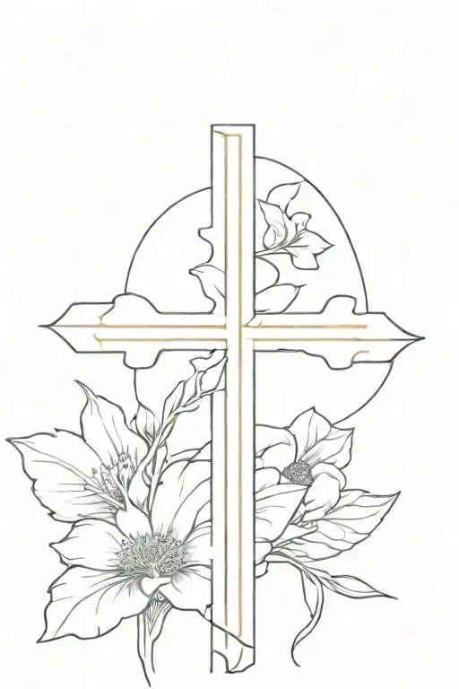 cross in memory of mother tattoo design idea