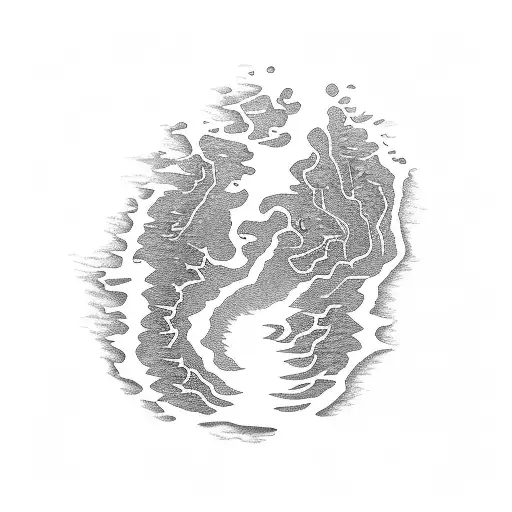 Map of Nova Scotia with a wave crashing over it tattoo design idea
