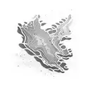 Map of Nova Scotia with a wave crashing over it tattoo design idea