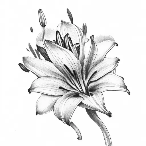 a bunch of flowers including lillies and leafs  tattoo design idea