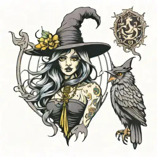 witch tattoo design idea