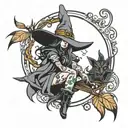 witch tattoo design idea