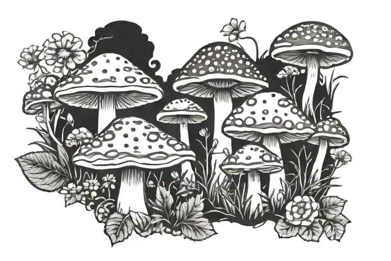 round mushroom glade tattoo design idea