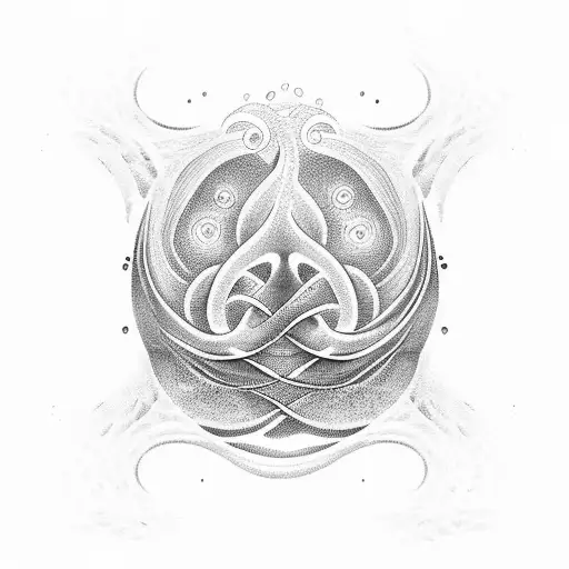 A dotwork tattoo of a wave symbolizing a heartbeat, with the word 'breath' gracefully incorporated within the design tattoo design idea