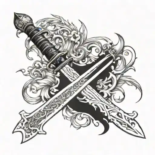 nordische myth involving swords tattoo design idea