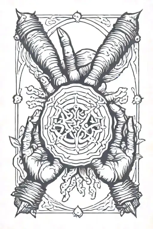 Pearl Jam Ten hands with cloudy background black tattoo design idea