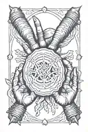 Pearl Jam Ten hands with cloudy background black tattoo design idea