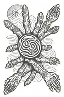 Pearl Jam Ten hands with cloudy background black tattoo design idea