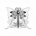 butterfly and palm tree tattoo design idea