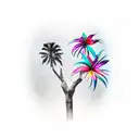 SWFL with a wave butterlies and a palm tree tattoo design idea