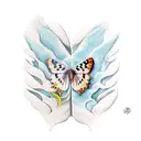 SWFL with a wave butterlies and a palm tree tattoo design idea