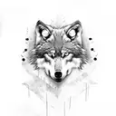 wolf head in forest with reflection in water tattoo design idea