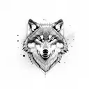 wolf head in forest with reflection in water tattoo design idea