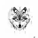 wolf head in forest with reflection in water tattoo design idea