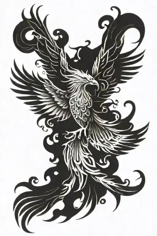 phoenix with outstretched wings tattoo design idea
