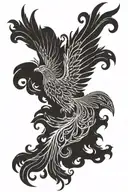 phoenix with outstretched wings tattoo design idea