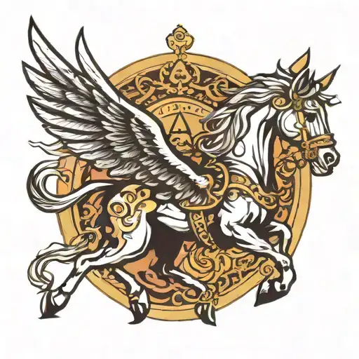 black winged horse tattoo design idea