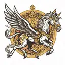 black winged horse tattoo design idea