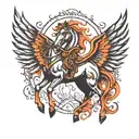 black winged horse tattoo design idea