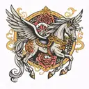 black winged horse tattoo design idea