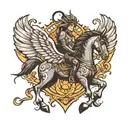 black winged horse tattoo design idea