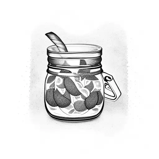 jar full with apricot seeds tattoo design idea