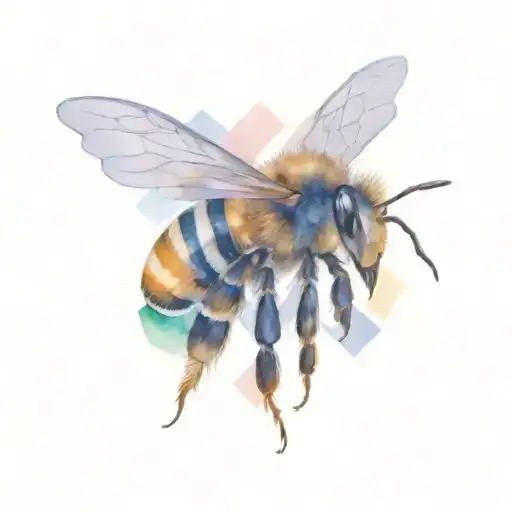 A honeybee surrounded by geometric shapes representing knowledge and learning tattoo design idea
