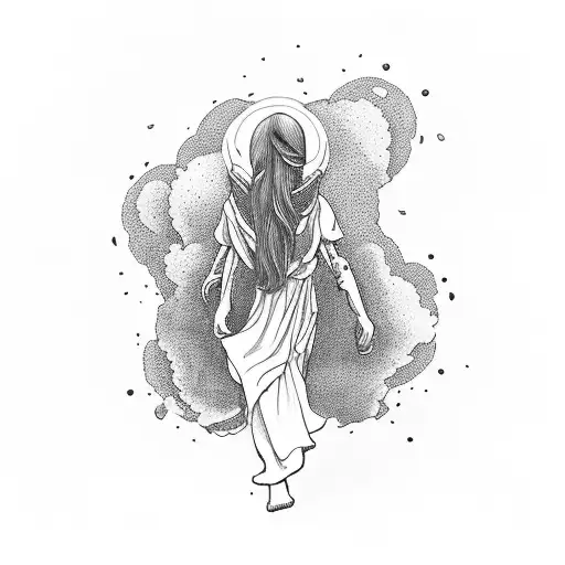 giant with children on shoulder tattoo design idea