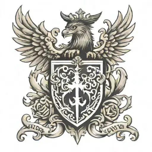 justin wilkinson family crest tattoo design idea