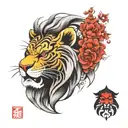 lion face tattoo design idea