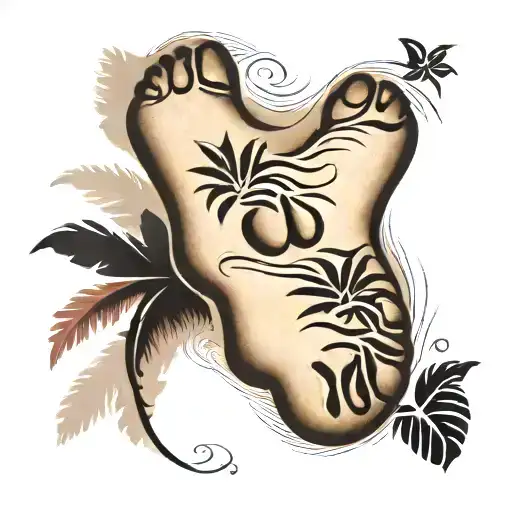 foot print is sand one in each Hawaiian island map tattoo design idea