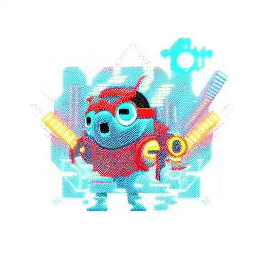 stich style cyberpunk  tattoo design idea
