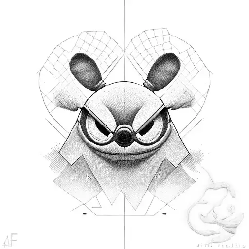 stich style cyber  tattoo design idea