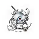 stich style cyberpunk but cute tattoo design idea