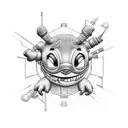 stich style cyberpunk  tattoo design idea
