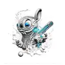 stich style cyberpunk  tattoo design idea