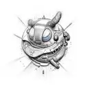 stich style cyberpunk  tattoo design idea
