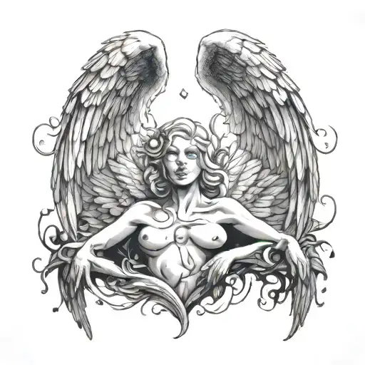 Fallen angel tattoo design idea