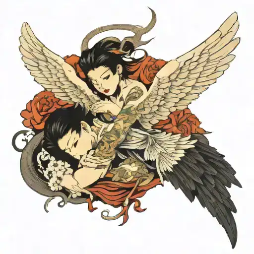 Fallen angel tattoo design idea