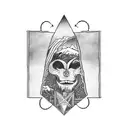 A tarot card depicting a fortune teller climbing a mountain tattoo design idea