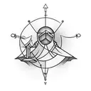 A tarot card depicting a fortune teller climbing a mountain tattoo design idea